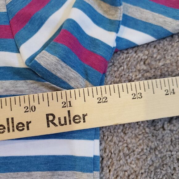 Johnnie O Shirt Mens Medium Blue Purple Polo Golf Beach Striped Surf Hangin Out - Picture 10 of 11